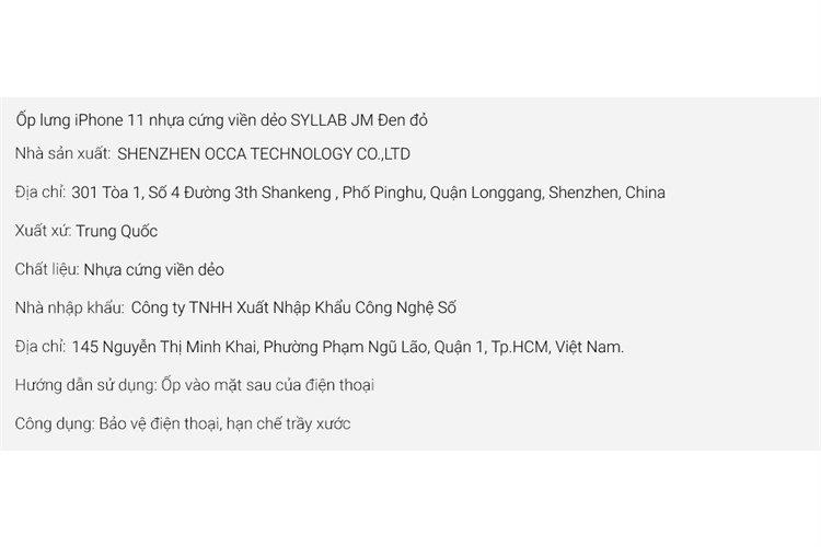 Ốp lưng iPhone 11 Nhựa cứng viền dẻo SYLLAB JM Màu Đen - Đỏ