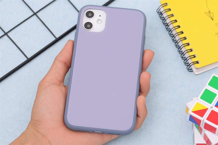 Ốp lưng iPhone 11 Nhựa cứng viền dẻo Tempered Glass silk OSMIA Lavender Màu Tím