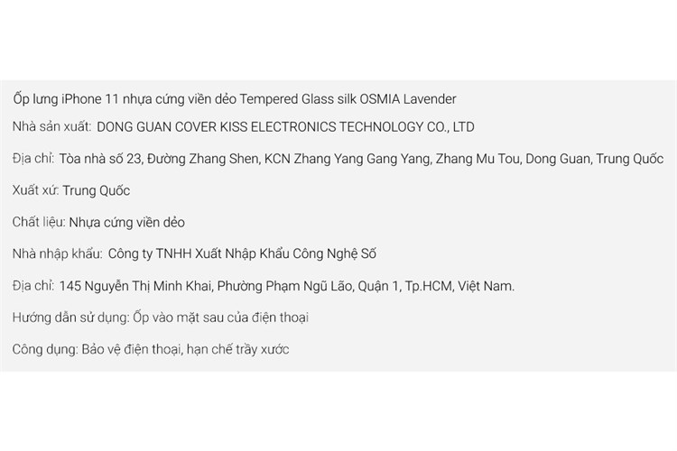 Ốp lưng iPhone 11 Nhựa cứng viền dẻo Tempered Glass silk OSMIA Lavender Màu Tím