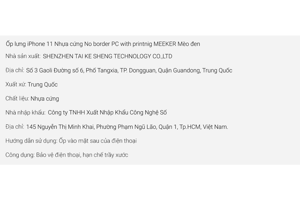 Ốp lưng iPhone 11 Nhựa cứng No border PC with printnig MEEKER Mèo Màu Trắng - Đen