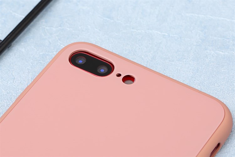 Ốp lưng iPhone 7 Plus/ 8 Plus Nhựa cứng viền dẻo Tempered Glass silk OSMIA Màu Hồng