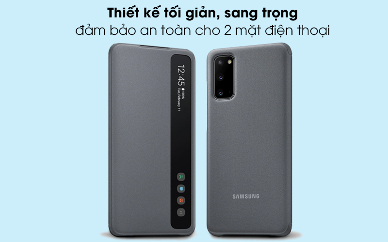 Bao da Galaxy S20 nắp gập Clear View Samsung Xám - Kiểu dáng tối giản, màu xám trang nhã, lịch lãm Bao da Galaxy S20 nắp gập Clear View Samsung Xám - Kiểu dáng tối giản, màu xám trang nhã, lịch lãm