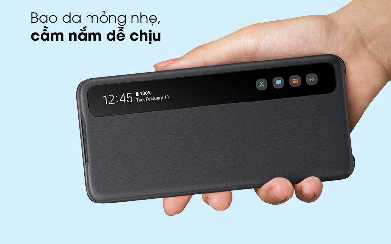 Bao da Galaxy S20 nắp gập Clear View Samsung Xám - Bao da mỏng nhẹ nên cực dễ chịu khi cầm nắm Bao da Galaxy S20 nắp gập Clear View Samsung Xám - Bao da mỏng nhẹ nên cực dễ chịu khi cầm nắm