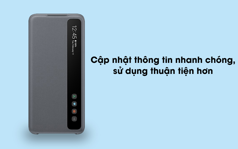 Bao da Galaxy S20 nắp gập Clear View Samsung Xám - Đồng bộ hóa với điện thoại cho trải nghiệm liền mạch Bao da Galaxy S20 nắp gập Clear View Samsung Xám - Đồng bộ hóa với điện thoại cho trải nghiệm liền mạch