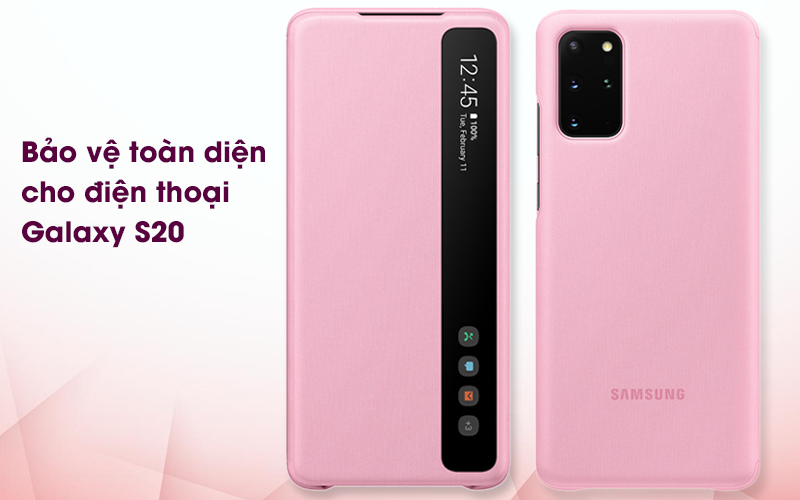 Bao da Galaxy S20 nắp gập Clear View Samsung Hồng - Bảo vệ toàn diện Bao da Galaxy S20 nắp gập Clear View Samsung Hồng - Bảo vệ toàn diện