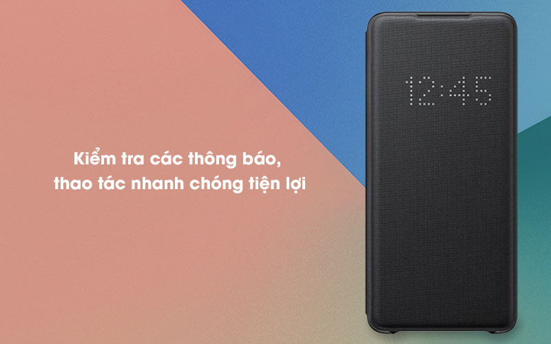 Bao da Galaxy S20 nắp gập LED View Samsung Đen - Hiển thị Bao da Galaxy S20 nắp gập LED View Samsung Đen - Hiển thị