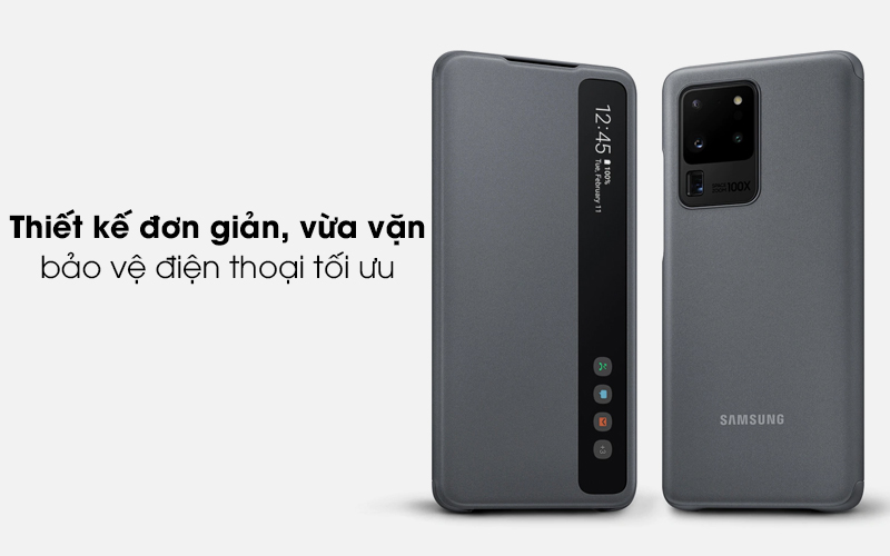 Bao da Galaxy S20 Ultra nắp gập Clear View Cover Samsung Xám - Thiết kế đơn giản, màu xám trang nhã Bao da Galaxy S20 Ultra nắp gập Clear View Cover Samsung Xám - Thiết kế đơn giản, màu xám trang nhã