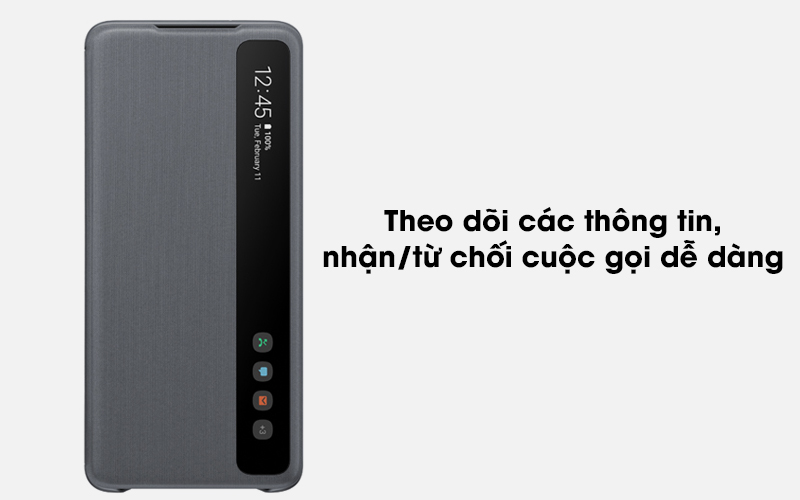 Bao da Galaxy S20 Ultra nắp gập Clear View Cover Samsung Xám - Xem thông tin nhanh chóng qua bề mặt ốp lưng điện thoại Bao da Galaxy S20 Ultra nắp gập Clear View Cover Samsung Xám - Xem thông tin nhanh chóng qua bề mặt ốp lưng điện thoại