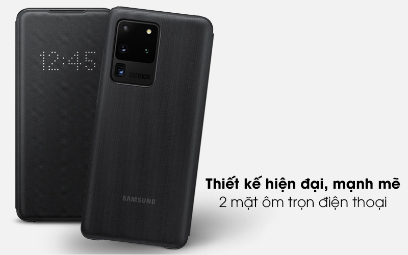 Bao da Galaxy S20 Ultra nắp gập LED View Cover Samsung Đen - Màu đen mạnh mẽ, thiết kế ôm trọn 2 mặt Bao da Galaxy S20 Ultra nắp gập LED View Cover Samsung Đen - Màu đen mạnh mẽ, thiết kế ôm trọn 2 mặt