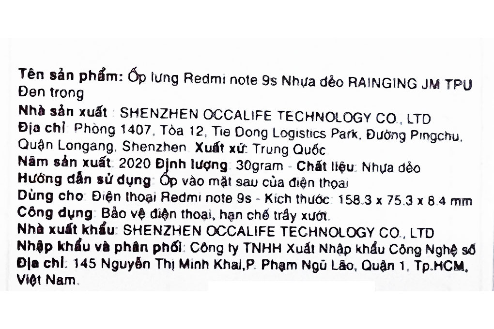 Ốp lưng Redmi Note 9s Nhựa dẻo RAINGING JM TPU