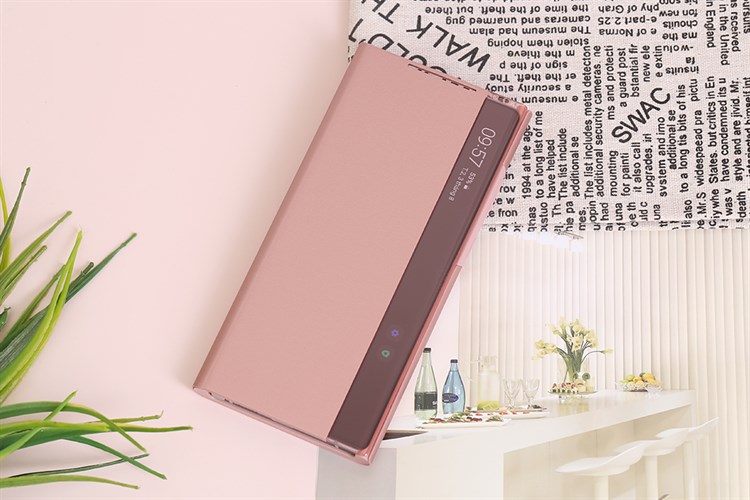 Bao da Galaxy Note 20 Samsung Nắp gập Clear View Màu Nâu nhạt