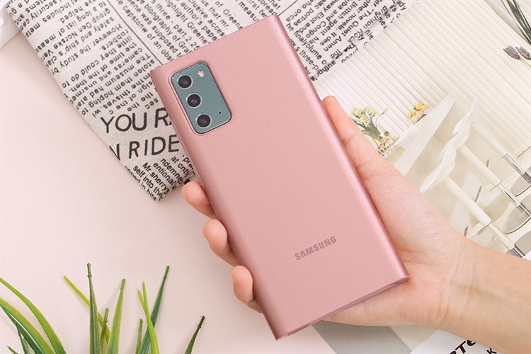 Bao da Galaxy Note 20 Samsung Nắp gập Clear View Màu Nâu nhạt