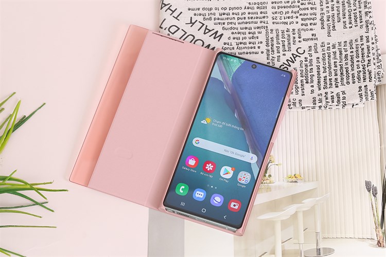 Bao da Galaxy Note 20 Samsung Nắp gập Clear View Màu Nâu nhạt