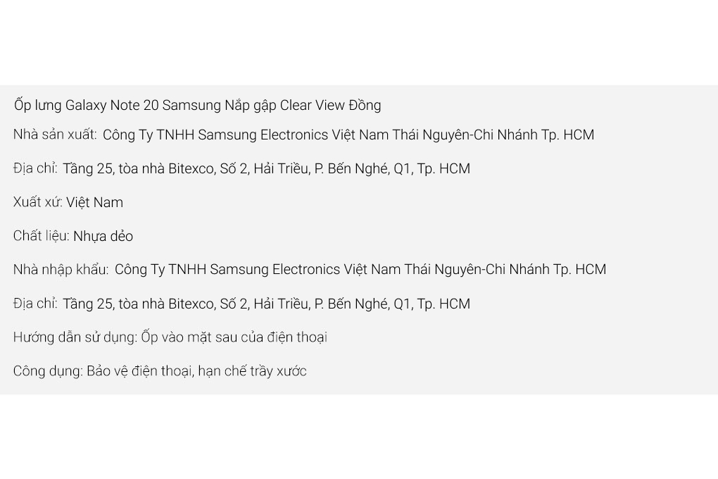 Bao da Galaxy Note 20 Samsung Nắp gập Clear View - 9