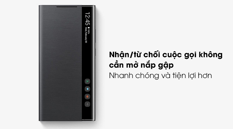 Bao da Galaxy Note 20 Samsung Nắp gập Clear View Đen - Nhận hoặc từ chối cuộc gọi nhanh