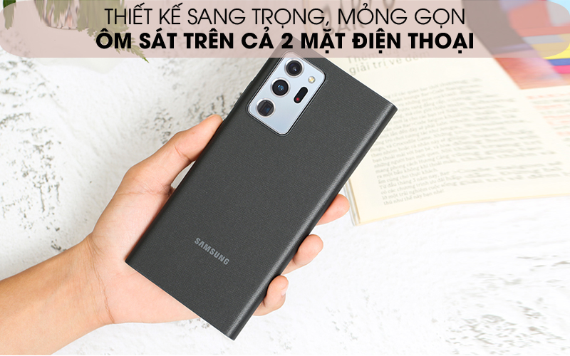 Nhỏ gọn, sang trọng - Bao da Galaxy Note 20 Ultra Samsung Nắp gập Clear View Đen