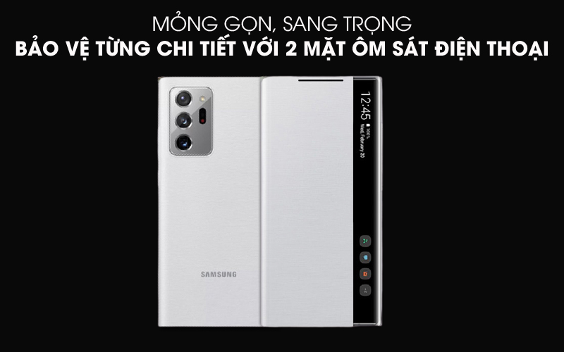 Sang trọng - Bao da Galaxy Note 20 Ultra Samsung Nắp gập Clear View Trắng
