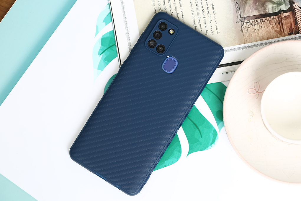 Ốp lưng Galaxy A21s Nhựa dẻo Vigour Carbon Fiber COSANO