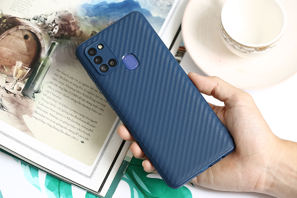 Ốp lưng Galaxy A21s Nhựa dẻo Vigour Carbon Fiber COSANO