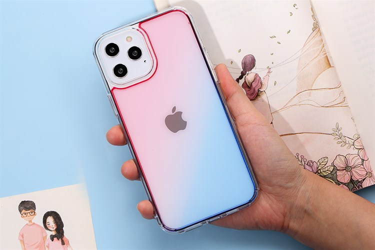 Ốp lưng iPhone 12 Pro Max Nhựa cứng viền dẻo Berty JM Màu Xanh hồng