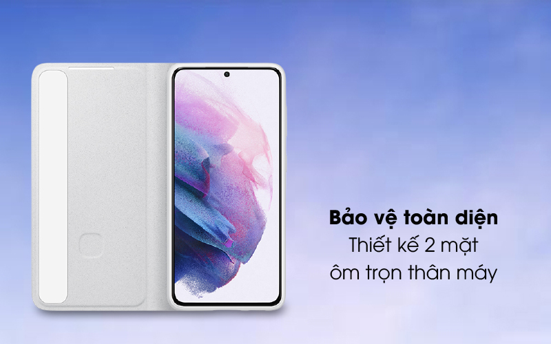 Bảo vệ toàn diện - Bao da Galaxy S21 Nắp Gập Clear View Samsung Xám