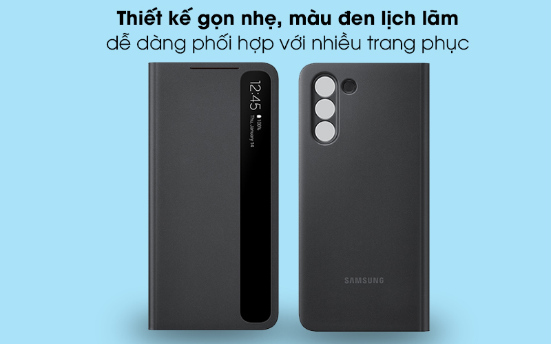 Bao da Galaxy S21 Plus Nắp Gập Clear View Samsung Đen - Bao da chính hãng thiết kế thời thượng
