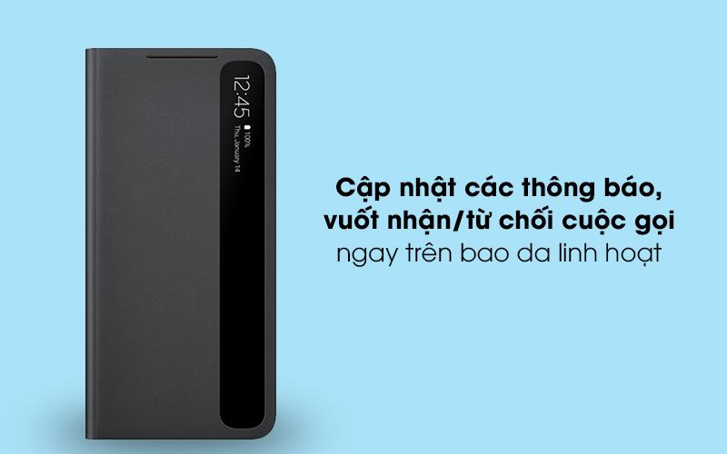Bao da Galaxy S21 Plus Nắp Gập Clear View Samsung Đen - Hiển thị các thông báo trực quan, dễ theo dõi