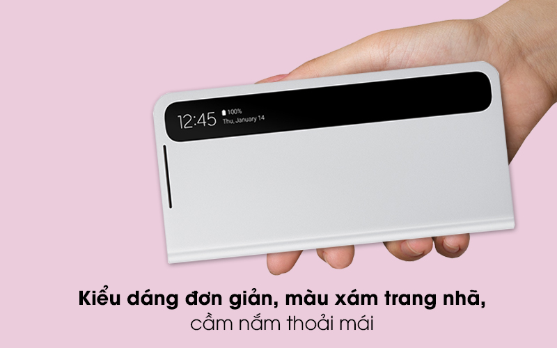 Bao da Galaxy S21 Plus Nắp Gập Clear View Samsung Xám - Kiểu dáng đơn giản, màu xám trang nhã