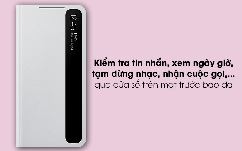 Bao da Galaxy S21 Plus Nắp Gập Clear View Samsung Xám - Xem nhanh các thông báo, trả lời cuộc gọi trực tiếp trên bề mặt bao da