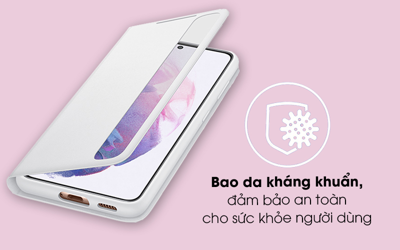 Bao da Galaxy S21 Plus Nắp Gập Clear View Samsung Xám - Bề mặt đáp ứng các yêu cầu về hoạt động kháng khuẩn theo đúng quy định từ hãng