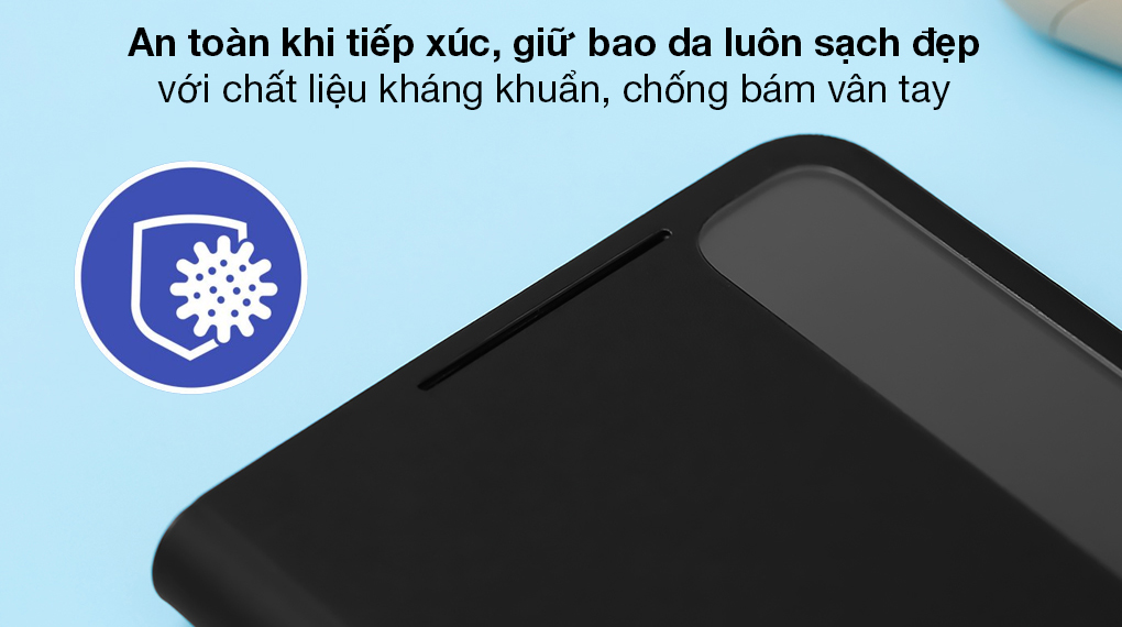 Bao da Galaxy S21 Ultra Nắp Gập Clear View kèm S-Pen Samsung Đen - Đảm bảo an toàn, vệ sinh với chất liệu kháng khuẩn