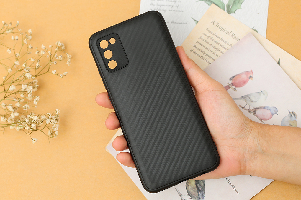 Ốp lưng Galaxy A02S Nhựa dẻo Vigour Carbon Fiber COSANO