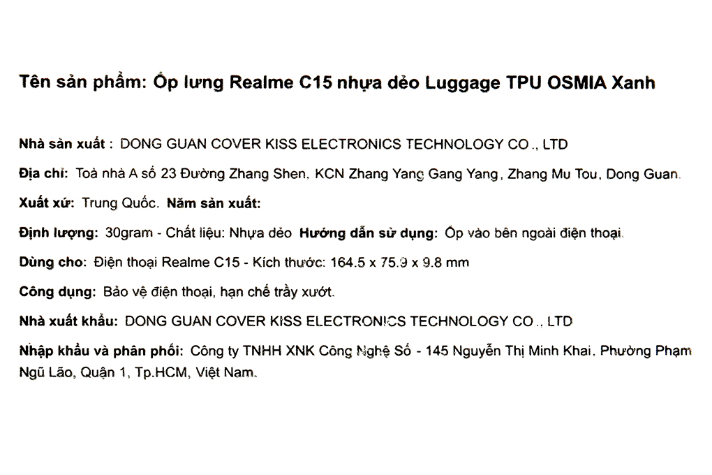 Ốp lưng Realme C15 nhựa dẻo Luggage TPU OSMIA