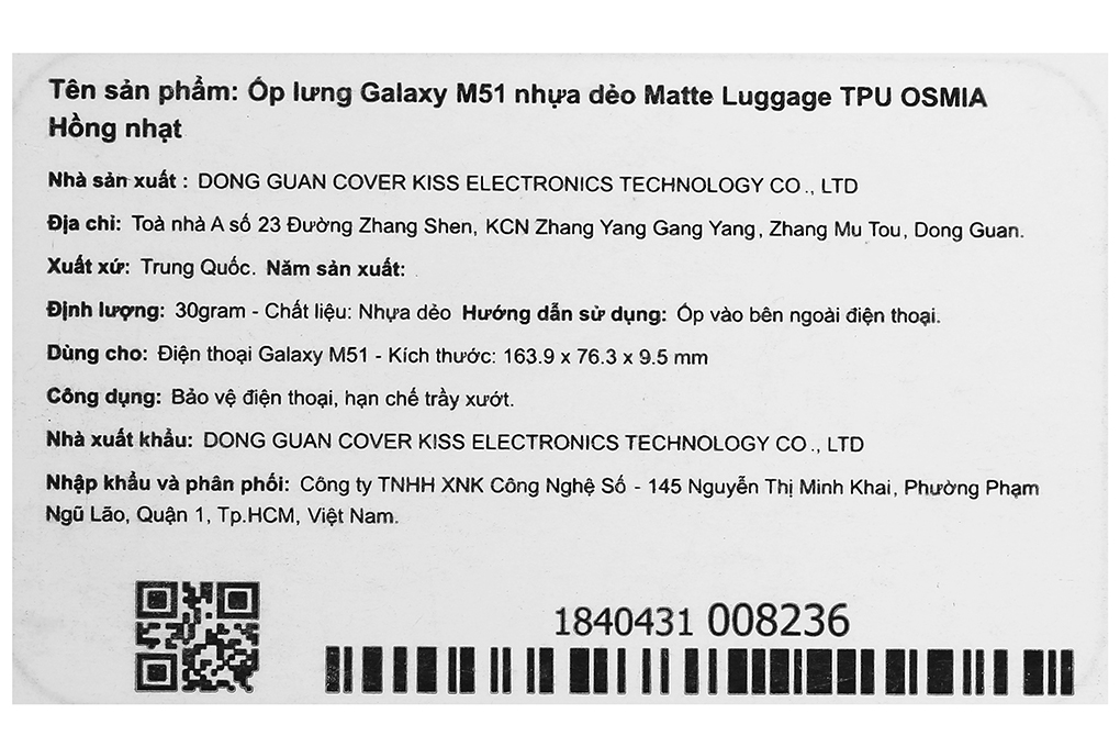 Ốp lưng Galaxy M51 nhựa dẻo Matte Luggage TPU OSMIA