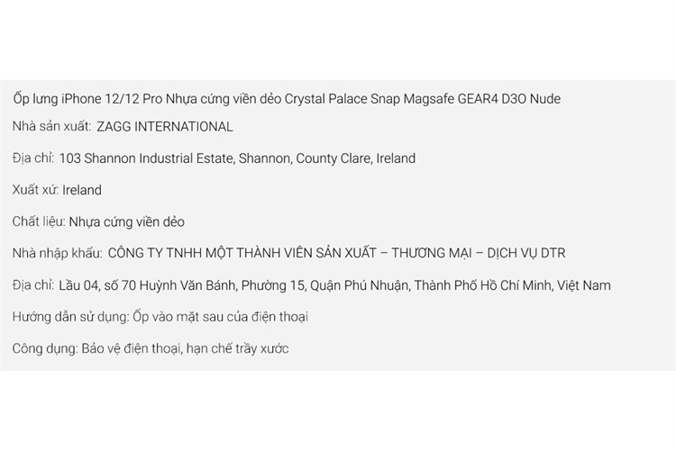 Ốp lưng Magsafe iPhone 12/12 Pro Silicone GEAR4 D3O Crystal Palace Snap Chính hãng Màu Trắng