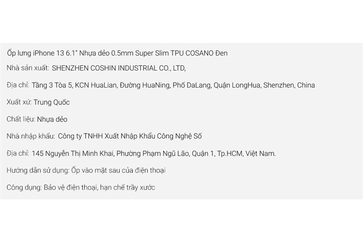 Ốp lưng iPhone 13 Nhựa dẻo 0.5mm Super Slim TPU COSANO Màu Đen