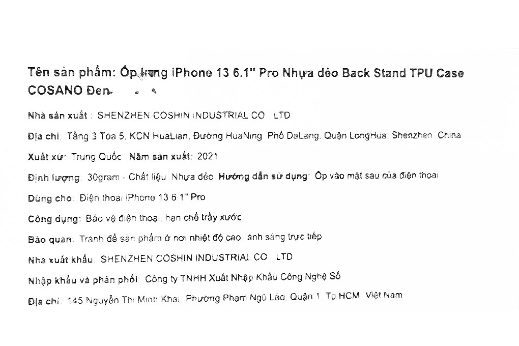 Ốp lưng iPhone 13 Pro Nhựa dẻo Back Stand TPU Case COSANO
