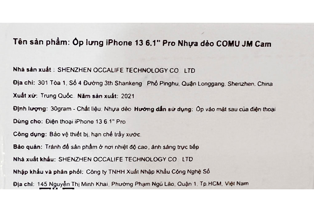 Ốp lưng iPhone 13 Pro Nhựa dẻo COMU JM