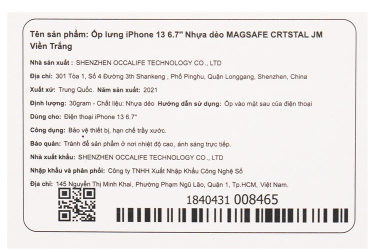 Ốp lưng Magsafe iPhone 13 Pro Max Nhựa dẻo CRTSTAL JM Màu Trắng