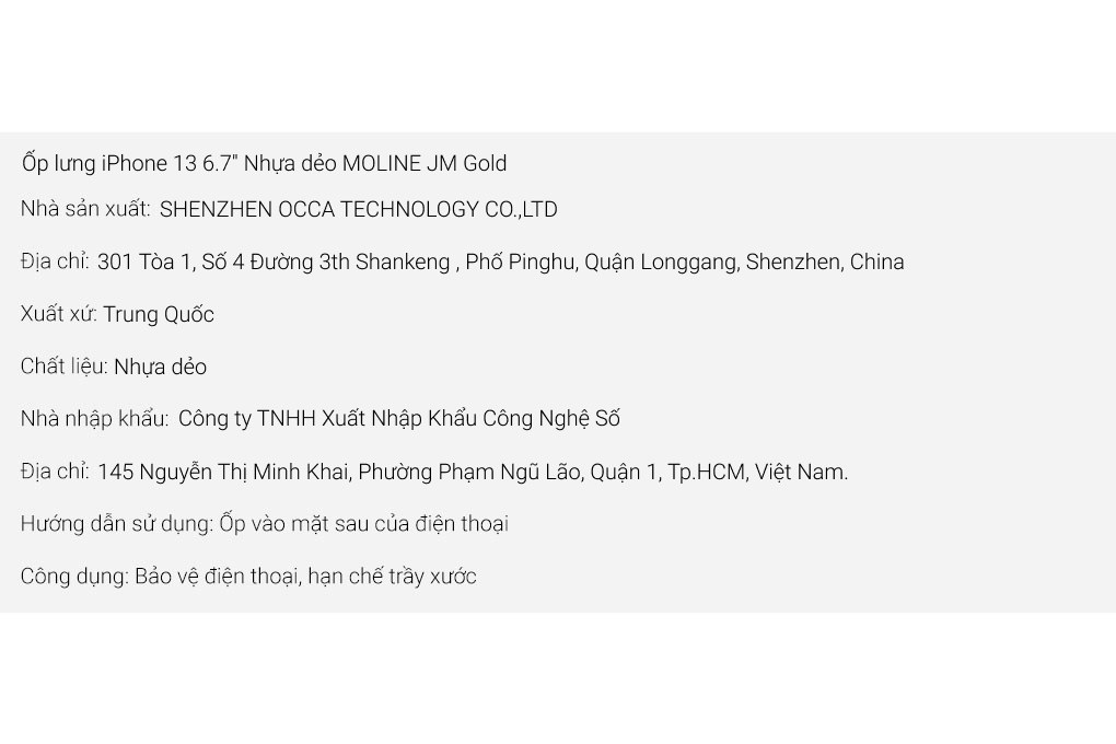 Ốp lưng iPhone 13 Pro Max Nhựa dẻo MOLINE JM Màu Vàng
