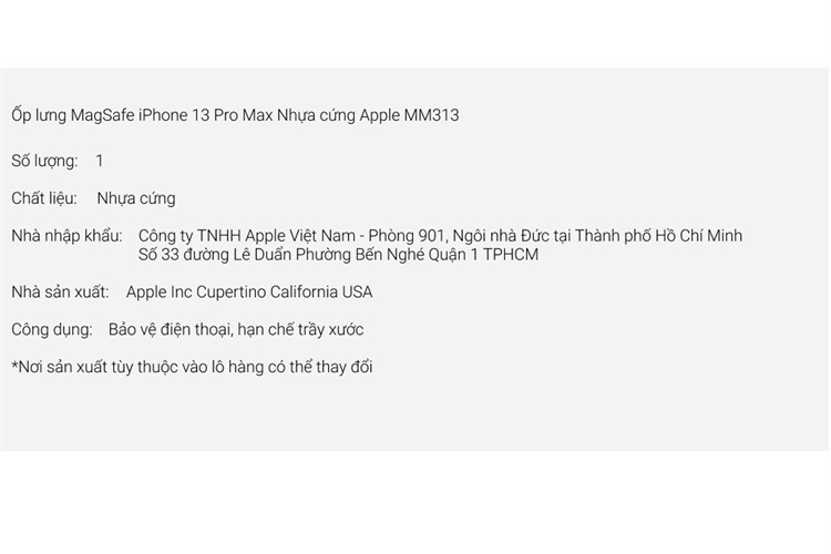 Ốp lưng MagSafe iPhone 13 Pro Max Nhựa trong Apple MM313 Chính hãng Màu Trắng