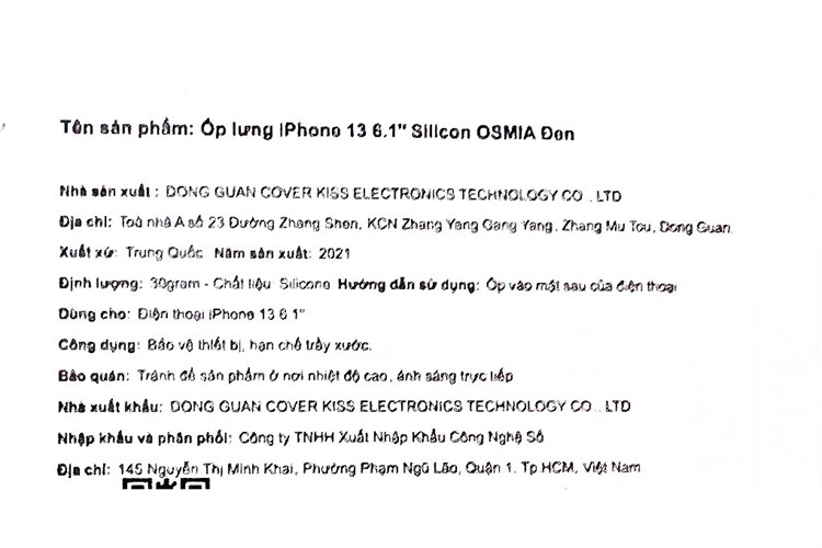 Ốp lưng iPhone 13 Silicone OSMIA Màu Đen
