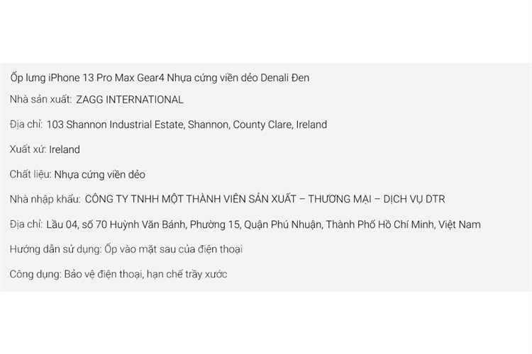 Ốp lưng iPhone 13 Pro Max Silicone Gear4 Denali Chính hãng Màu Đen