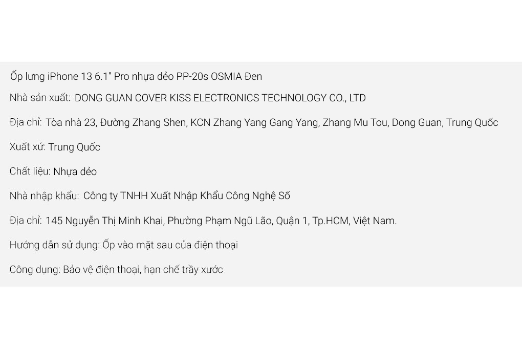Ốp lưng iPhone 13 Pro Nhựa dẻo PP-20s OSMIA Màu Đen