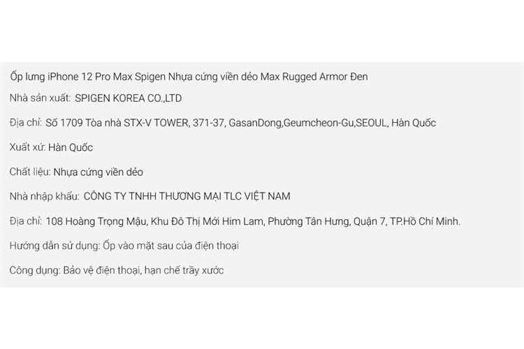 Ốp lưng iPhone 12 Pro Max Silicone Spigen Max Rugged Armor Chính hãng Màu Đen