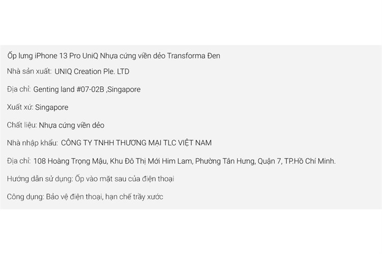 Ốp lưng iPhone 13 Pro Nhựa cứng viền dẻo UniQ Transforma Màu Đen