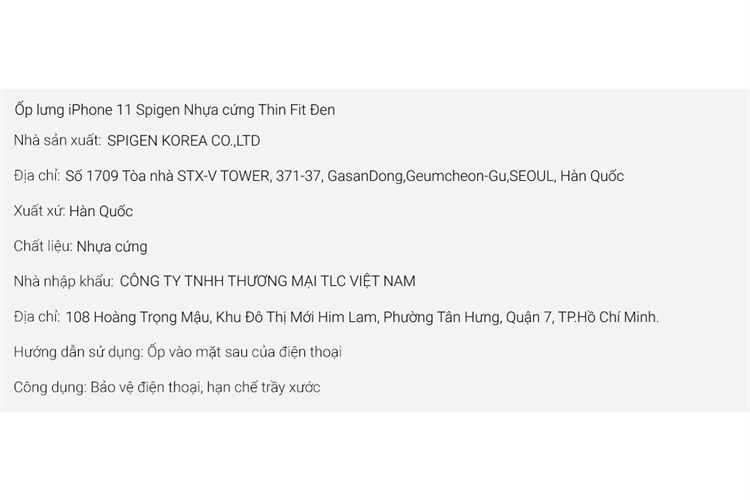 Ốp lưng iPhone 11 Silicone Spigen Thin Fit Chính hãng Màu Đen