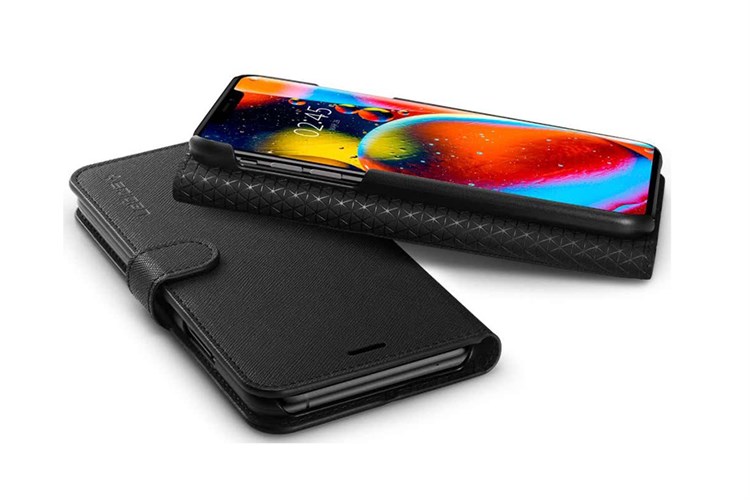Bao da iPhone 11 Spigen Wallet S Saffiano Màu Đen