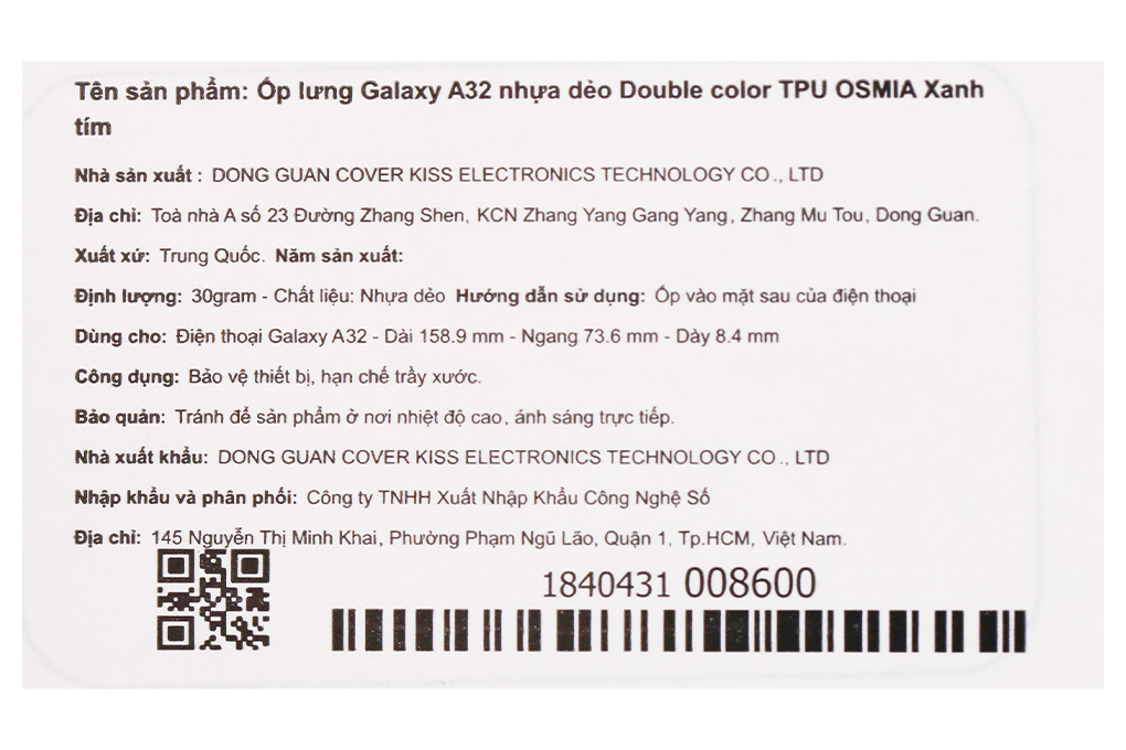 Ốp lưng Galaxy A32 Nhựa Dẻo Double Color TPU OSMIA Xanh Tím