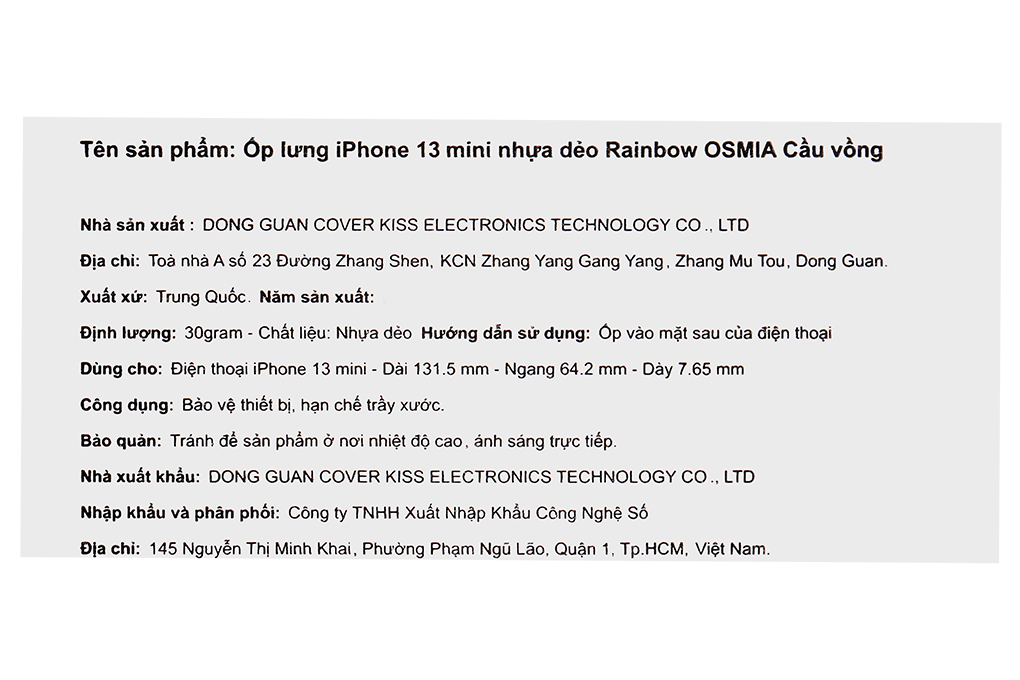 Ốp lưng iPhone 13 Mini Nhựa Dẻo Rainbow OSMIA